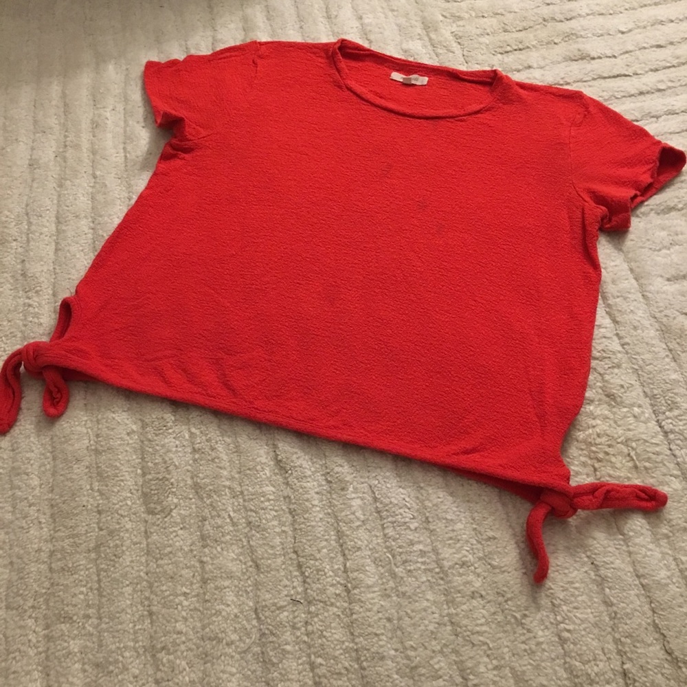 Madewell red side knot shirt